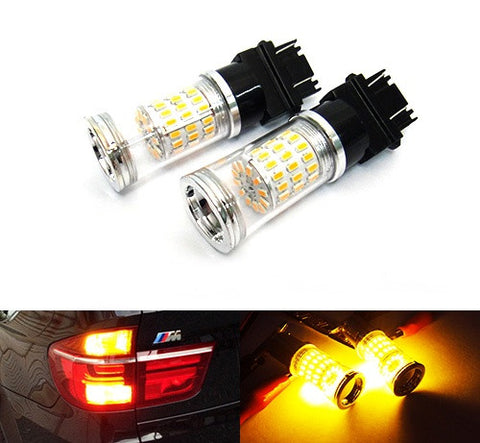 2 pieces of 182 3156 P27W 180 3157 3057 P27/7W Diffusion Mirror 60 SMD LED Light 18W amber