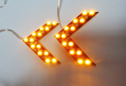 2 pieces of 14 SMD LED Side Mirror Turn Signal Arrow Panel Light Amber