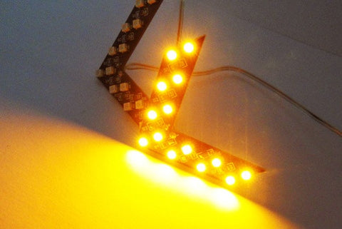 2 pieces of 14 SMD LED Side Mirror Turn Signal Arrow Panel Light Amber