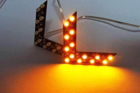 2 pieces of 14 SMD LED Side Mirror Turn Signal Arrow Panel Light Amber