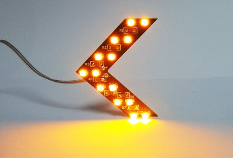 2 pieces of 14 SMD LED Side Mirror Turn Signal Arrow Panel Light Amber