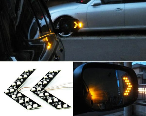 2 pieces of 14 SMD LED Side Mirror Turn Signal Arrow Panel Light Amber