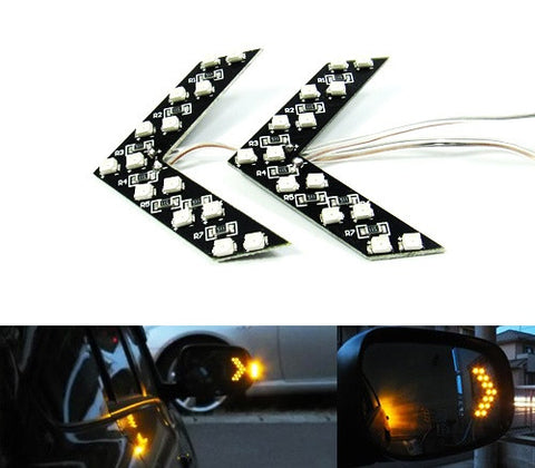 2 pieces of 14 SMD LED Side Mirror Turn Signal Arrow Panel Light Amber