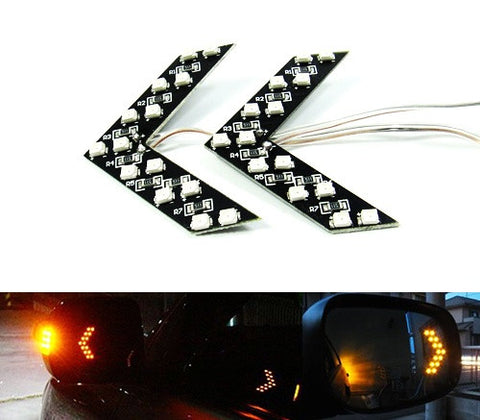 2 pieces of 14 SMD LED Side Mirror Turn Signal Arrow Panel Light Amber