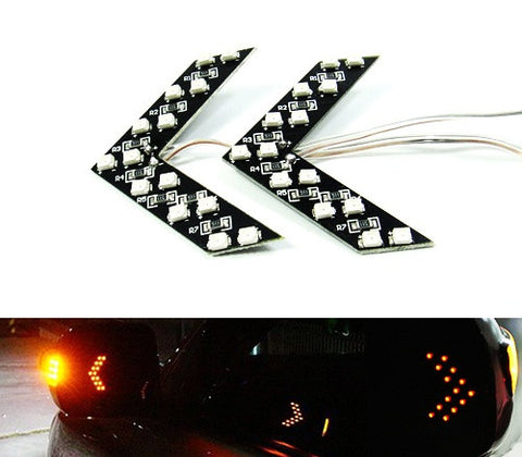 2 pieces of 14 SMD LED Side Mirror Turn Signal Arrow Panel Light Amber
