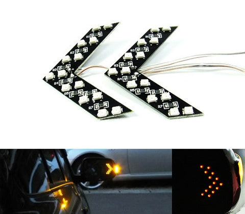 2 pieces of 14 SMD LED Side Mirror Turn Signal Arrow Panel Light Amber