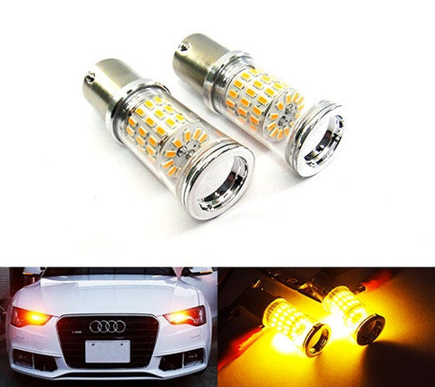 2 pieces of 382 (P21W) 1156 7506 BA15s Diffusion Mirror 60 SMD LED Light 18W amber