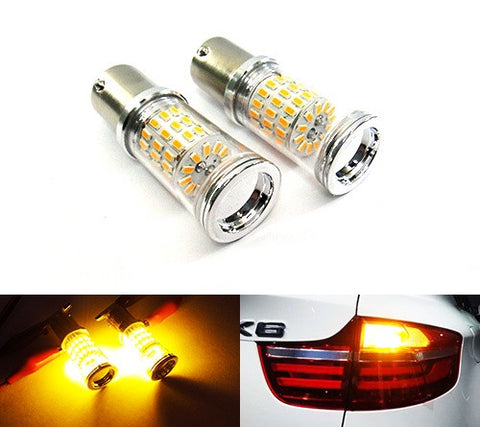 2 pieces of 382 (P21W) 1156 7506 BA15s Diffusion Mirror 60 SMD LED Light 18W amber