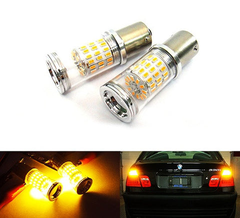 2 pieces of 382 (P21W) 1156 7506 BA15s Diffusion Mirror 60 SMD LED Light 18W amber