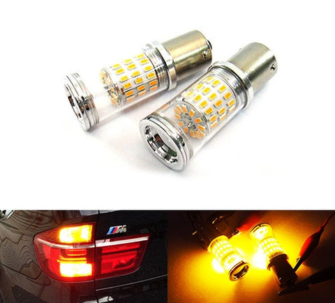 2 pieces of 382 (P21W) 1156 7506 BA15s Diffusion Mirror 60 SMD LED Light 18W amber