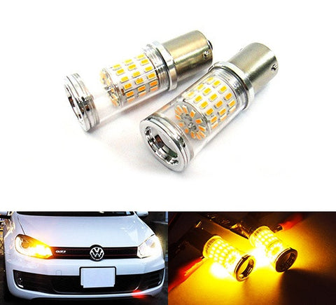 2 pieces of 382 (P21W) 1156 7506 BA15s Diffusion Mirror 60 SMD LED Light 18W amber