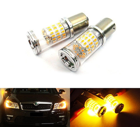 2 pieces of 382 (P21W) 1156 7506 BA15s Diffusion Mirror 60 SMD LED Light 18W amber