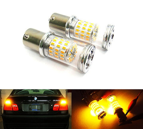 2 pieces of 382 (P21W) 1156 7506 BA15s Diffusion Mirror 60 SMD LED Light 18W amber