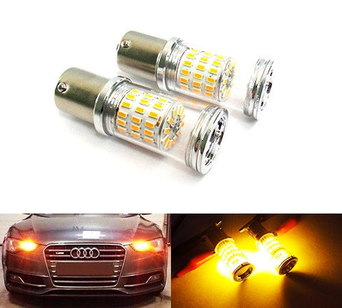2 pieces of 382 (P21W) 1156 7506 BA15s Diffusion Mirror 60 SMD LED Light 18W amber