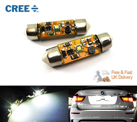 2x CREE Error Free high power XP-E LED 37mm C5W 272 6418 Festoon light bulb white