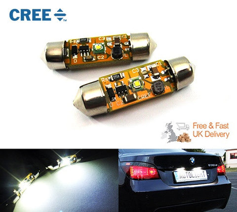 2x CREE Error Free high power XP-E LED 37mm C5W 272 6418 Festoon light bulb white