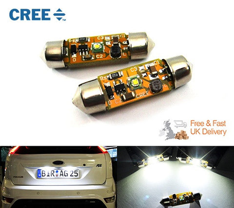 2x CREE Error Free high power XP-E LED 37mm C5W 272 6418 Festoon light bulb white