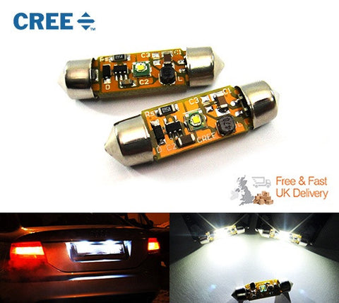 2x CREE Error Free high power XP-E LED 37mm C5W 272 6418 Festoon light bulb white