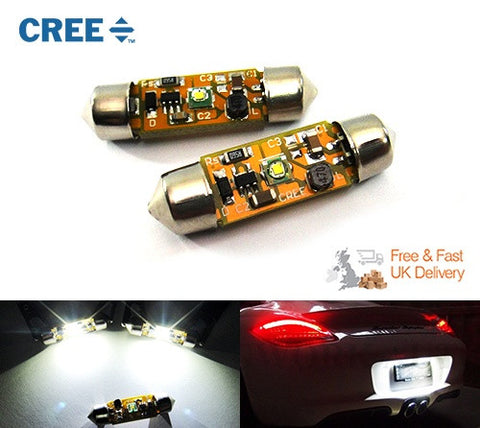 2x CREE Error Free high power XP-E LED 37mm C5W 272 6418 Festoon light bulb white