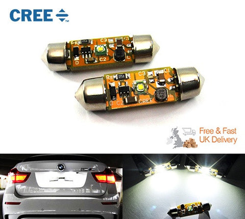 2x CREE Error Free high power XP-E LED 37mm C5W 272 6418 Festoon light bulb white