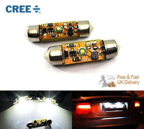 2x CREE Error Free high power XP-E LED 37mm C5W 272 6418 Festoon light bulb white