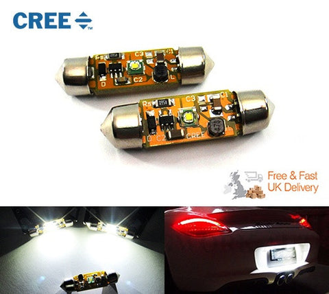 2x CREE Error Free high power XP-E LED 37mm C5W 272 6418 Festoon light bulb white