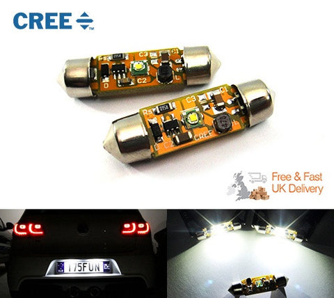 2x CREE Error Free high power XP-E LED 37mm C5W 272 6418 Festoon light bulb white