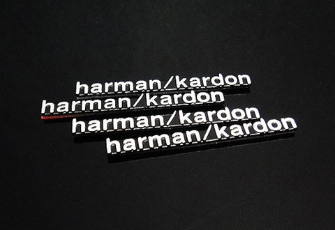 4x harman kardon style aluminium emblem badge sticker chrome 43x5mm