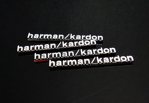 4x harman kardon style aluminium emblem badge sticker chrome 43x5mm