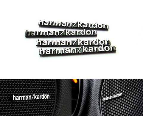4x harman kardon style aluminium emblem badge sticker chrome 43x5mm