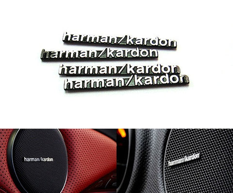 4x harman kardon style aluminium emblem badge sticker chrome 43x5mm