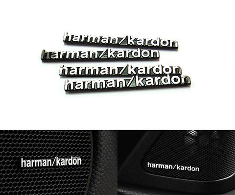 4x harman kardon style aluminium emblem badge sticker chrome 43x5mm