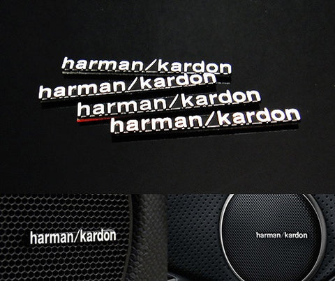 4x harman kardon style aluminium emblem badge sticker chrome 43x5mm