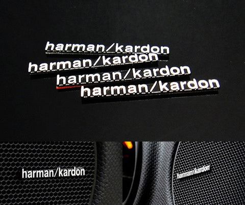 4x harman kardon style aluminium emblem badge sticker chrome 43x5mm