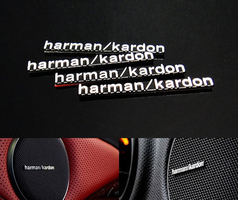 4x harman kardon style aluminium emblem badge sticker chrome 43x5mm
