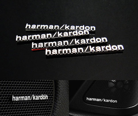 4x harman kardon style aluminium emblem badge sticker chrome 43x5mm