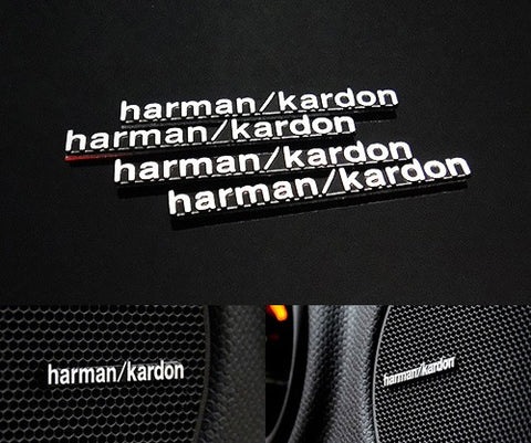 4x harman kardon style aluminium emblem badge sticker chrome 43x5mm