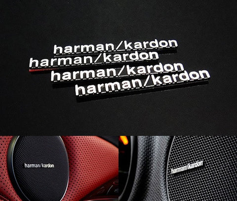 4x harman kardon style aluminium emblem badge sticker chrome 43x5mm