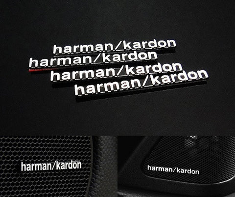 4x harman kardon style aluminium emblem badge sticker chrome 43x5mm