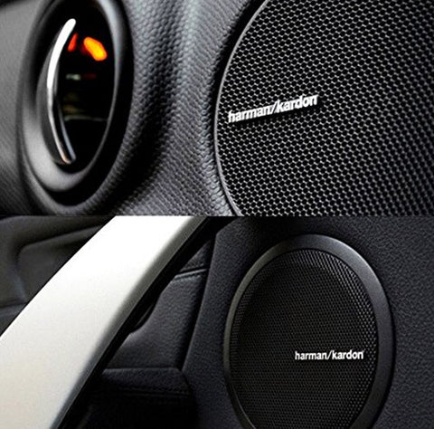 4x harman kardon style aluminium emblem badge sticker chrome 43x5mm