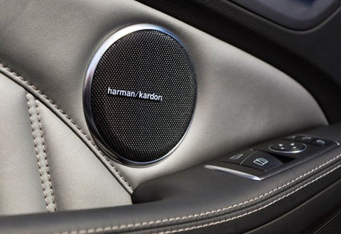 4x harman kardon style aluminium emblem badge sticker chrome 43x5mm