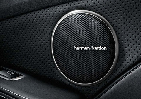 4x harman kardon style aluminium emblem badge sticker chrome 43x5mm