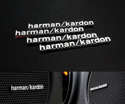 4x harman kardon style aluminium emblem badge sticker chrome 43x5mm
