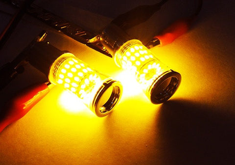 2 pieces of PY21W 581 BAU15s Diffusion Mirror 60 SMD LED Light 18W amber