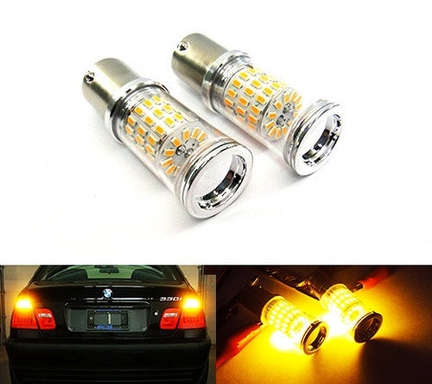 2 pieces of PY21W 581 BAU15s Diffusion Mirror 60 SMD LED Light 18W amber