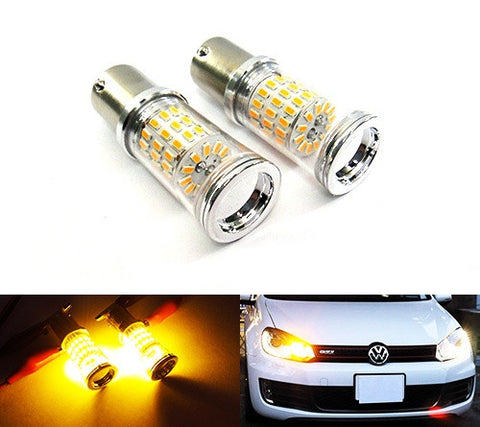 2 pieces of PY21W 581 BAU15s Diffusion Mirror 60 SMD LED Light 18W amber