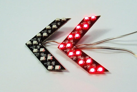 2 pieces of 14 SMD LED Side Mirror Turn Signal Arrow Panel Light Red