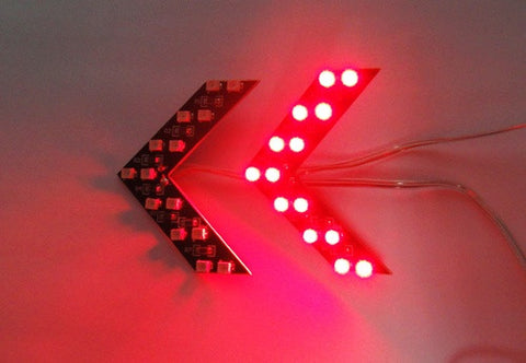2 pieces of 14 SMD LED Side Mirror Turn Signal Arrow Panel Light Red