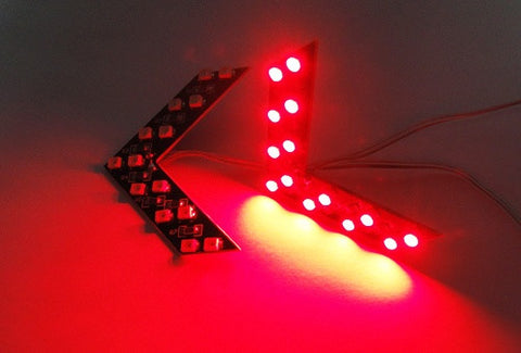 2 pieces of 14 SMD LED Side Mirror Turn Signal Arrow Panel Light Red