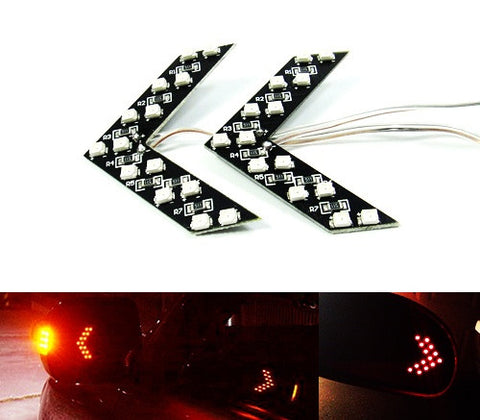 2 pieces of 14 SMD LED Side Mirror Turn Signal Arrow Panel Light Red